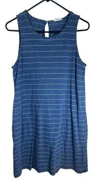 Jane and Delancey Women's Blue and White Striped Sleeveless Tank Dress with Pock